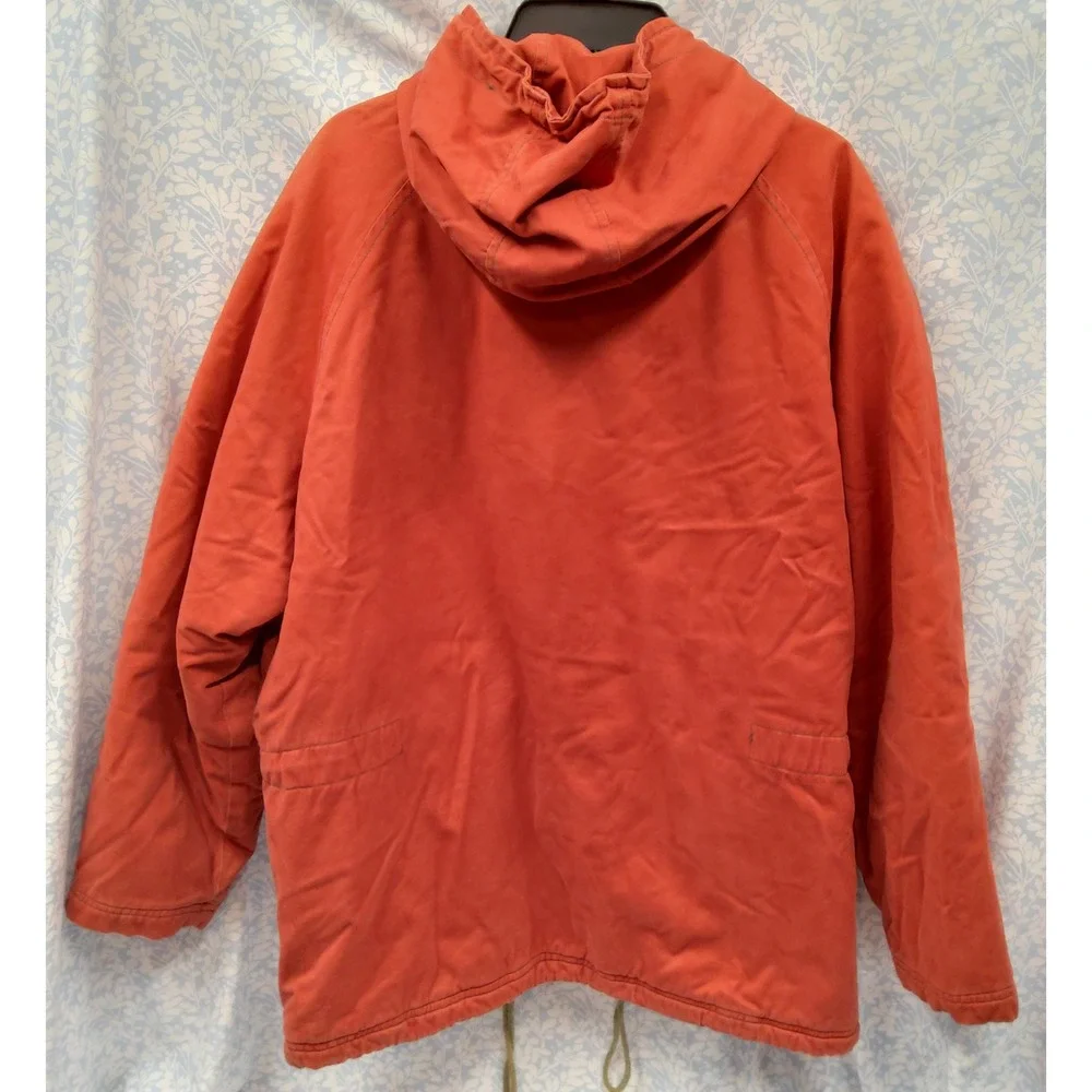 Vintage Unisex Med. Tom Tailor Duck Canvas Parka Jacket W/Hood Red/Orange Color - Picture 2 of 16